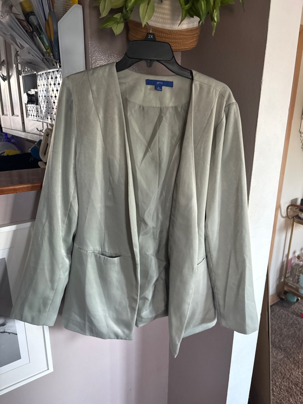 Apt. 9 Women's Light Sage Open-Front Blazer